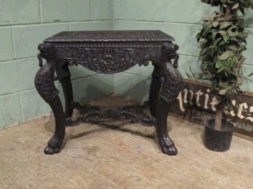 fig 1. ANTIQUE 19TH CENTURY EASTERN ASIAN ORIENTAL CARVED ROSEWOOD SIDE TABLE C1860 W6934/30.5