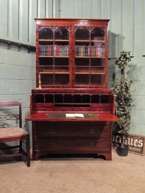 Antique Regency Mahogany Secretaire Bookcase C1820 W6962/11.6