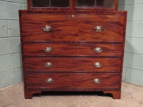 fig 2. ANTIQUE REGENCY MAHOGANY SECRETAIRE BOOKCASE C1820 W6962/11.6