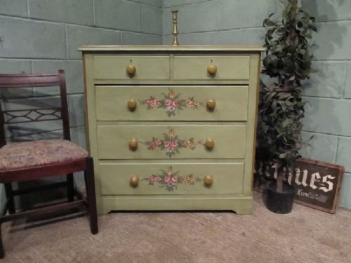 fig 1. ANTIQUE 19TH CENT VENETIAN PAINTED PINE CHEST OF DRAWERS C1880 W6974/11.6