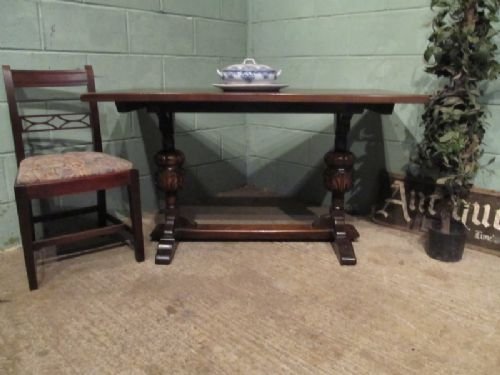 fig 1. ANTIQUE VICTORIAN SOLID OAK REFECTORY DINING TABLE C1880 W6972/11.6