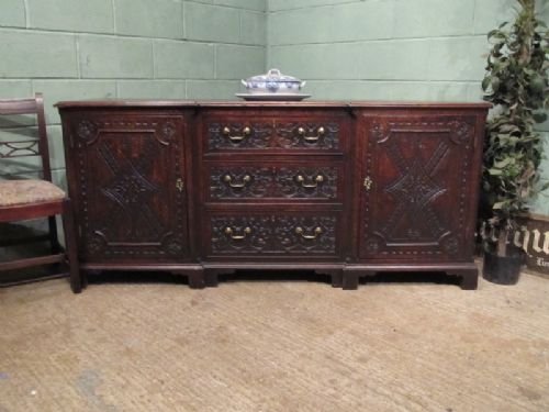 Antique Georgian Carved Oak Dresser Base Sideboard C1780 W6994/18.6