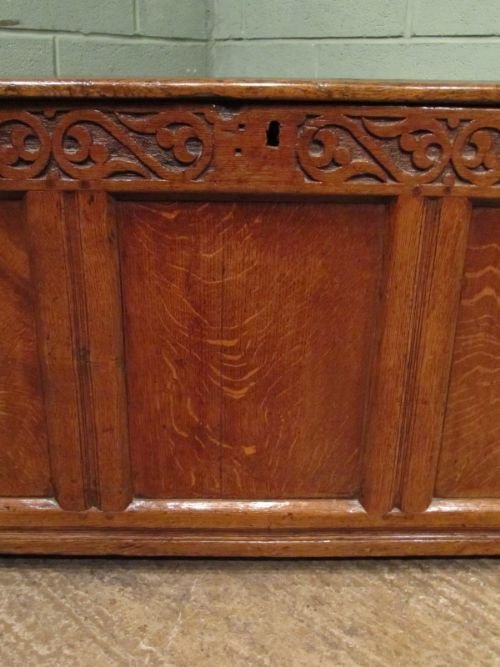 fig 1. Antique Georgian Medium Oak Coffer Box c1720 w6983/18.6