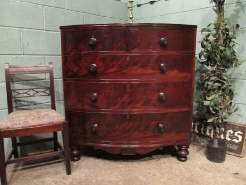 Antique Regency Mahogany Bow Front Chest of Drawers C1820 W6997/18.6