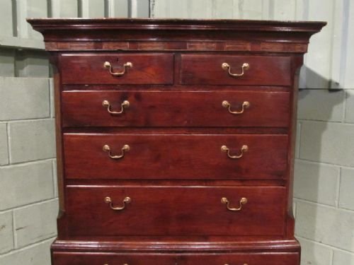 fig 1. Antique Georgian Inlaid Oak Chest on Chest of Drawers c1780 w6978/18.6
