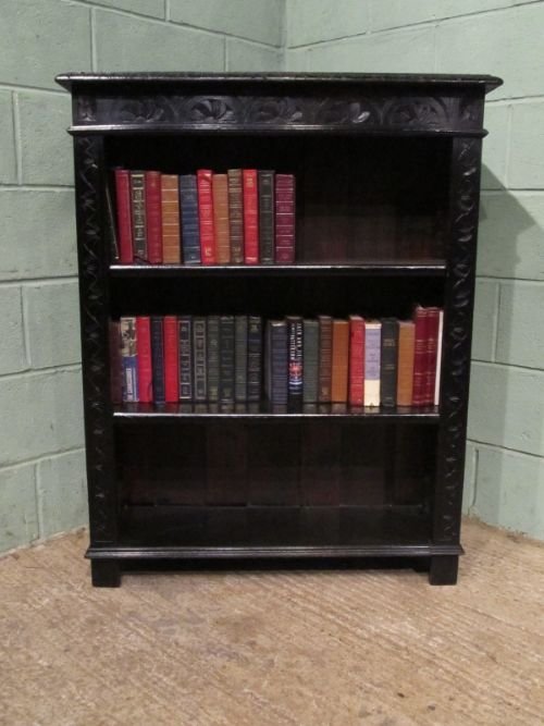 fig 1. Antique Victorian Carved Gothic Oak Open Bookcase c1880 w6982/25.6