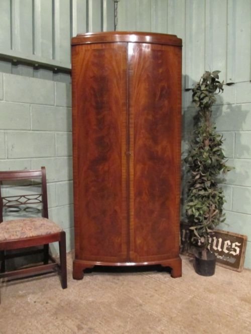 Antique Edwardian Mahogany Bow Front Single Wardrobe C1900 W7002/2.7