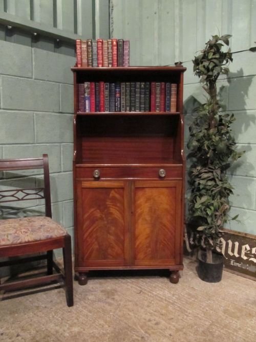 fig 1. ANTIQUE REGENCY MAHOGANY OPEN BOOKCASE CUPBOARD C1820 W7022/9.7