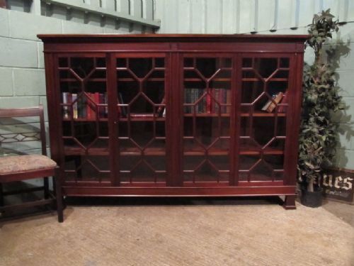 Antique Edwardian Mahogany Astragal Glazed Four Door Bookcase C1900 W7035/6.8