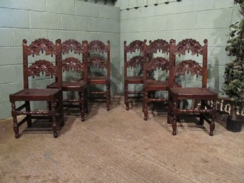 Antique Set Six Georgian Joined Oak Yorkshire Dining Chairs C1780 W7028/6.8
