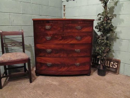 Antique Victorian Mahogany Bow Front Chest of Drawers C1850 W7039/13.8