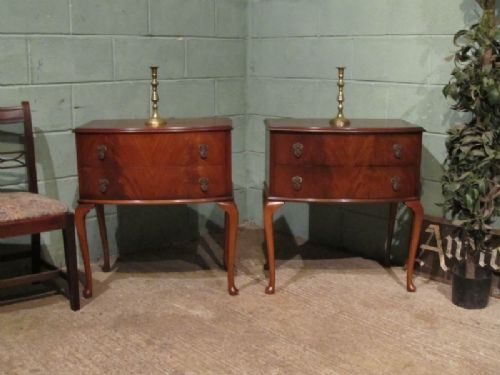 Antique Pair Mahogany Bow Front Bedside Chests  C1920 W7053/13.8