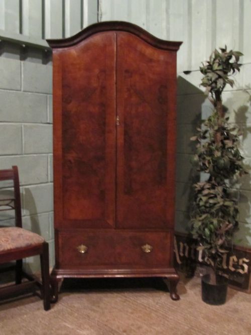 Antique Edwardian Burr Walnut Single Wardrobe C1910 W7050/13.8