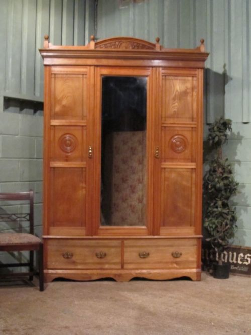 Antique Late Victorian Ash Double Wardrobe C1890 W7014/20.8