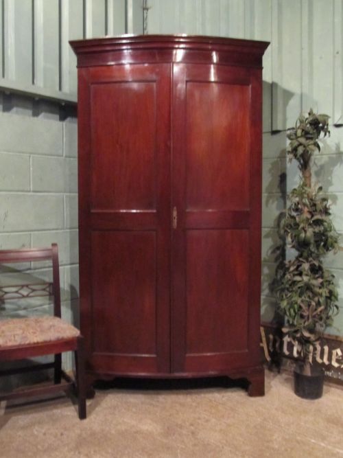 Antique Edwardian Mahogany Bow Front Single Wardrobe C1900 W7059/27.8