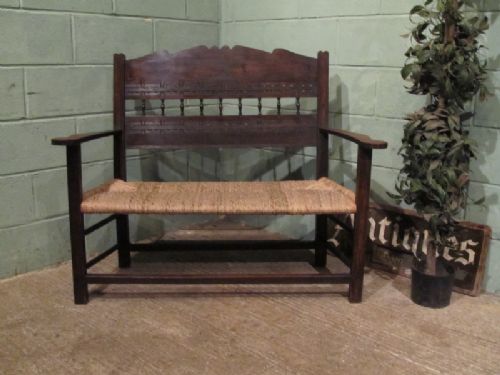 Antique Arts & Crafts Oak Settle Bench from the Black Forest W6250/7.2