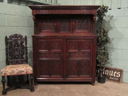 Antique Early Victorian Joined Oak Court Cupboard C1840 W4667/21.4