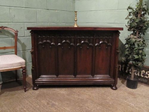 Antique Large Victorian Pugin Gothic Oak Coffer C1860 W7065/3.9