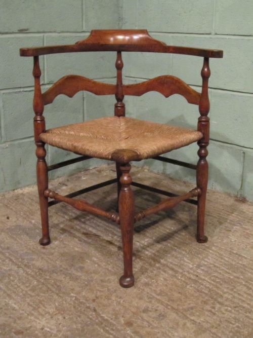Antique Georgian Country Oak Corner Desk Chair C1780 W7068/3.8