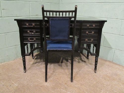 fig 1. ANTIQUE VICTORIAN EBONISED LADIES WRITING DESK & MATCHING CHAIR BY MARSH JONES OF LEEDS C1860
