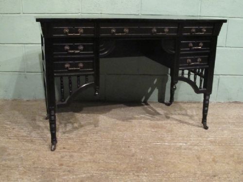 fig 2. ANTIQUE VICTORIAN EBONISED LADIES WRITING DESK & MATCHING CHAIR BY MARSH JONES OF LEEDS C1860