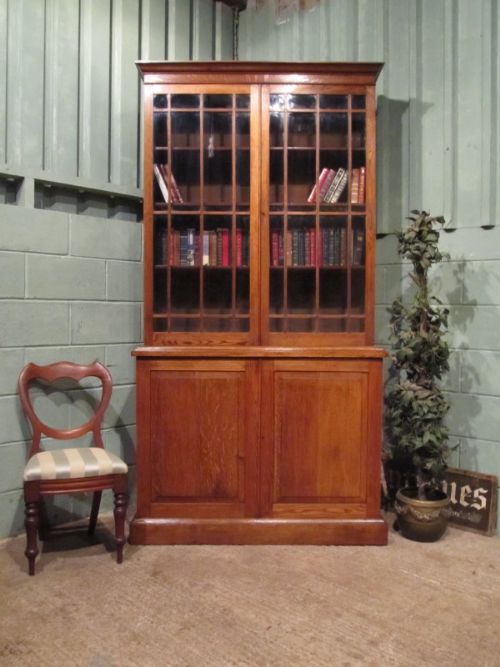 Antique Edwardian Oak Library Bookcase C1900