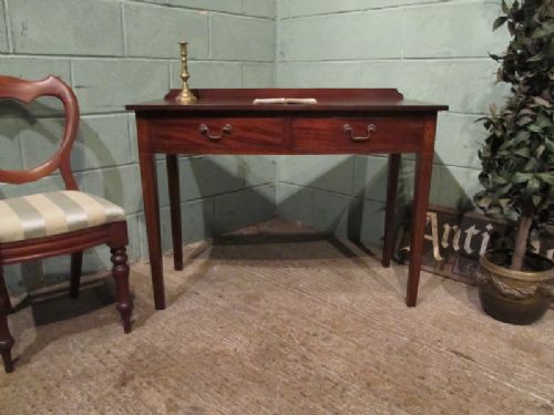 Antique Victorian Mahogany Bow Front Inlaid Writing Table C1890