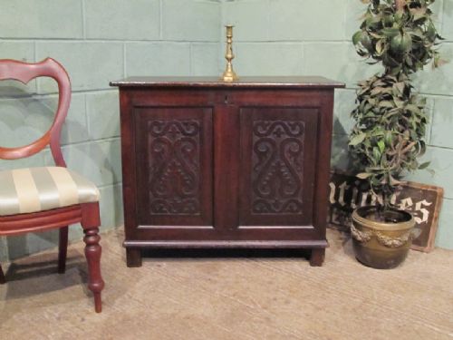 Antique Early Victorian Country Oak Coffer Box C1840 W7084/1.10