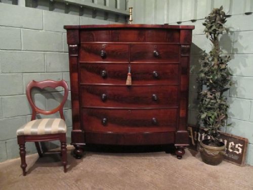 Antique Victorian Mahogany Bow Front Scotch Chest C1880 W7081/8.10