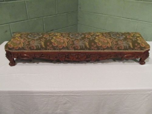 Antique Victorian Oak Vine Carved Kneeler Stool C1850 W7106/8.10