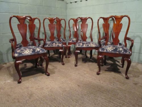 Antique Set Eight Edwardian Queen Anne Mahogany Dining Chairs C1900 W7099/8.10