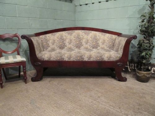 Antique Victorian Mahogany Regency Style Flat Back Sofa C1880 W7116/15.10