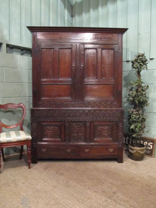 Antique Late 18th Century Country Oak Tack Cupboard Wardrobe C1780 W7128/15.10