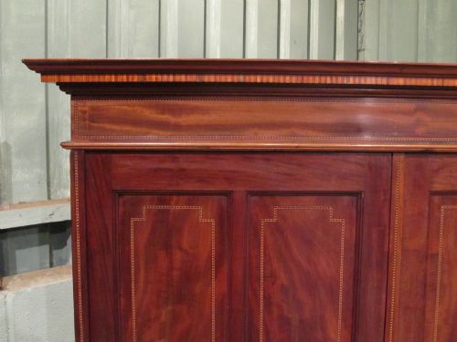 fig 1. ANTIQUE EDWARDIAN INLAID MAHOGANY TRIPLE WARDROBE C1900