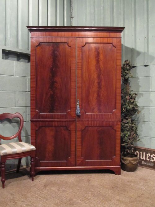 Antique Edwardian Mahogany Double Wardrobe C1900