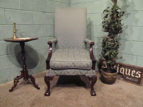fig 1. ANTIQUE EDWARDIAN CHIPPENDALE MAHOGANY LIBRARY ARMCHAIR C1900