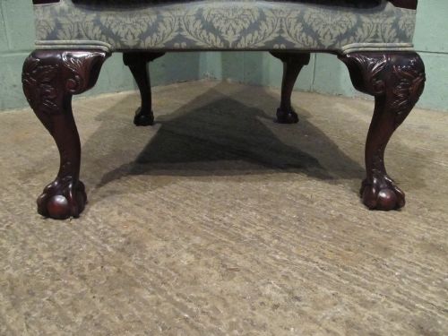 fig 2. ANTIQUE EDWARDIAN CHIPPENDALE MAHOGANY LIBRARY ARMCHAIR C1900