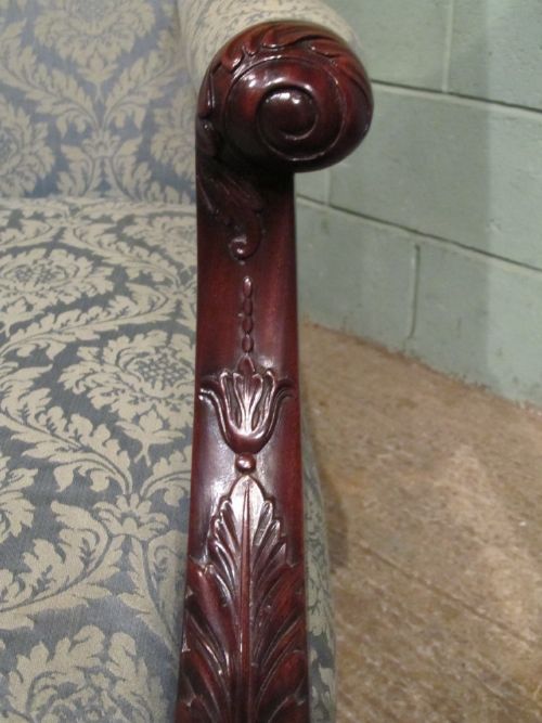 fig 3. ANTIQUE EDWARDIAN CHIPPENDALE MAHOGANY LIBRARY ARMCHAIR C1900