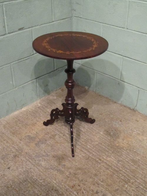 fig 1. ANTIQUE VICTORIAN INLAID ROSEWOOD TRIPOD TABLE C1880