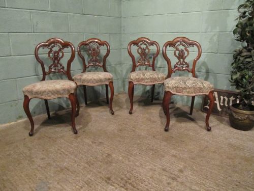 Antique Set Four French Mahogany Dining Chairs C1880