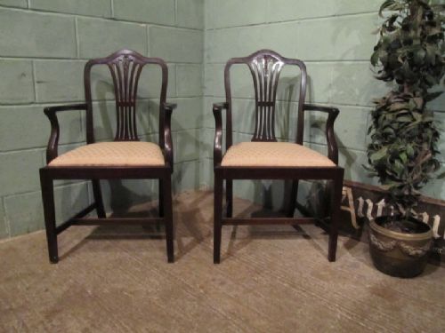 Antique Pair Victorian Regency Mahogany Elbow Chairs C1860 W7143/30.10