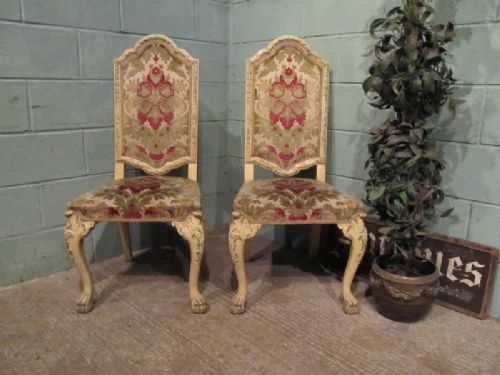 Antique Pair Italian Painted Hall Salon Chairs C1900 W7098/5.11