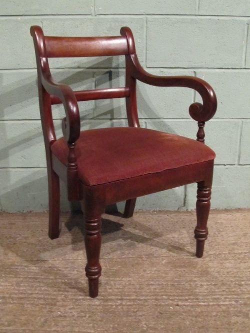 Antique William 1v Mahogany Desk Elbow Chair C1830 W7018/5.11