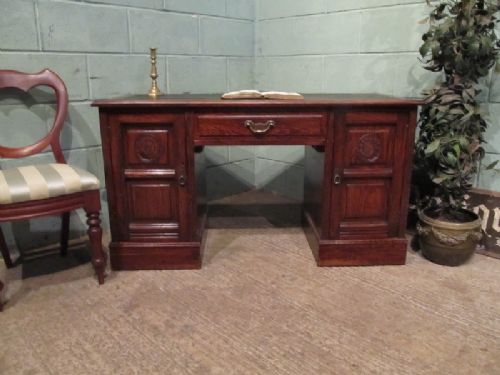 Antique Victorian Oak Twin Pedastal Desk C1880 W7155/5.11