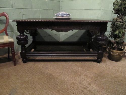 Antique Victorian Gothic Oak Library / Dining Table C1880 W7203/26.11