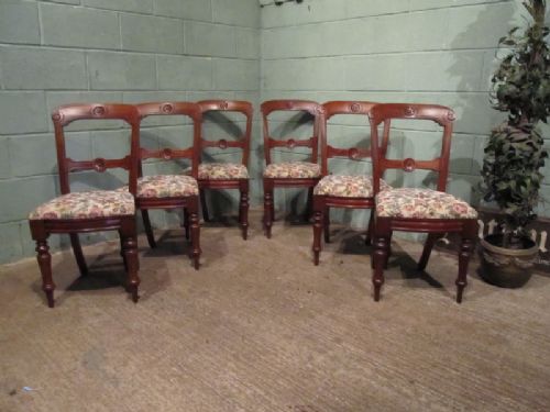 Antique Set Six Victorian Mahogany Dining Chairs C1880 W7195/3.12
