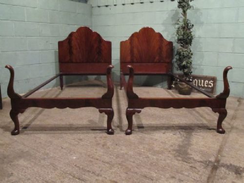 Antique Pair Edwardian Mahogany Single Beds C1900 W7213/3.12