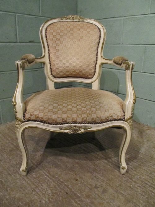 fig 1. SUPERB PAIR ANTIQUE FRENCH FAUTEUIL OPEN ARMCHAIRS IN ORIGINAL CRACKLE PAINT C1920