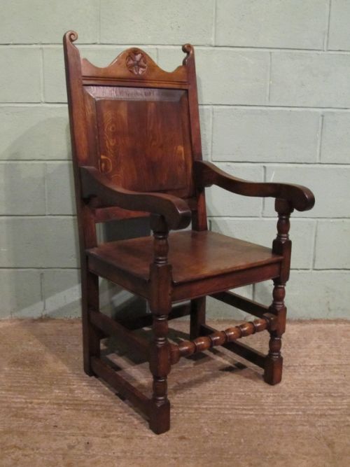 Antique 19th Century Joined Oak Armchair