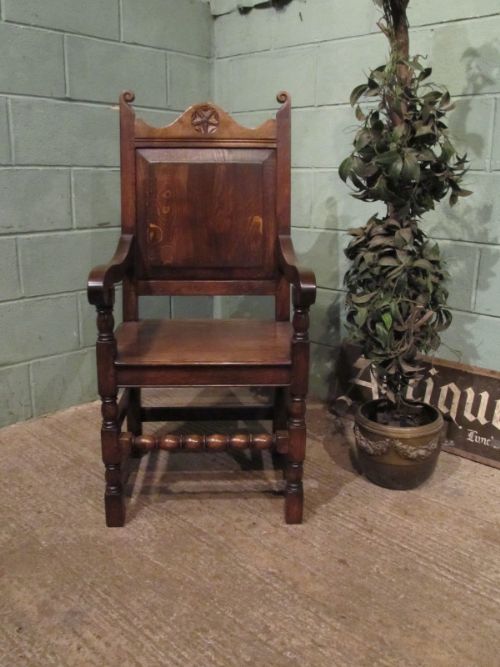fig 1. ANTIQUE 19TH CENTURY JOINED OAK ARMCHAIR